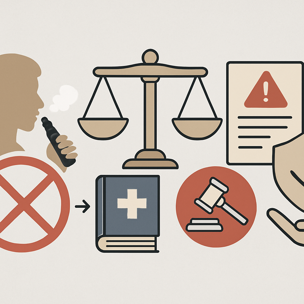 Infographie sur les lois, sanctions et prévention du vapotage chez les mineurs en Suisse